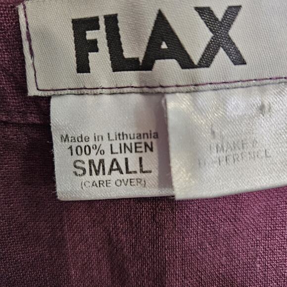 Flax Sleeveless Top Plum Washable Linen Sleeveless V-Neck Button Accent Size S - Picture 7 of 7